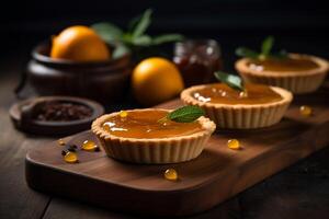 orange pie on the table ai generate photo