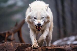 Portrait wolf on the forest ai generate photo