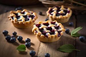 Delicious berry pie on the table ai generate photo