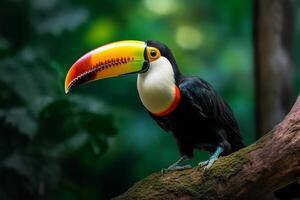 Portrait Toucan bird on the forest ai generate photo