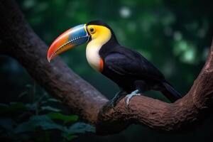 Portrait Toucan bird on the forest ai generate photo