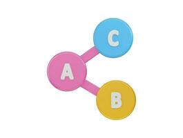 three circles with the letters of a b and c on them vector