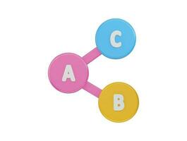 three circles with the letters of a b and c on them vector