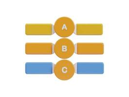 three colorful buttons with the number of a, b and c on them vector