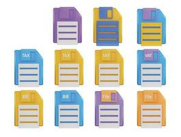 A set of file icon 3d rendering vector illustration