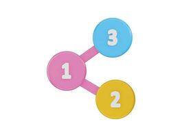 Tres círculos con el letras de 1, 2 y 3 en ellos vector