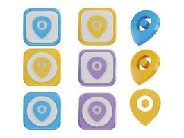 location icon 3d rendering vector illustration set