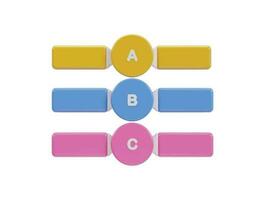 three colorful buttons with the number of a, b and c on them vector