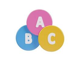 three circles with the letters of a b and c on them vector