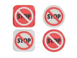 stop button icon 3d rendering vector illustration set
