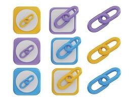 link chain icon 3d rendering vector illustration set