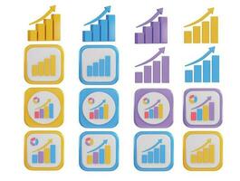 A set of colorful icons for a business grow bar chart icon illustration set vector