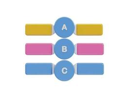 three colorful buttons with the number of a, b and c on them vector