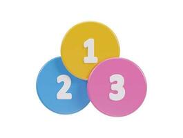 three circles with the letters of 1, 2 and 3 on them vector
