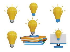 light icon 3d rendering vector illustration set