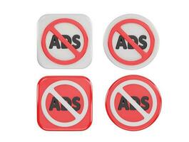 Ad blocker icon 3d rendering vector illustration set