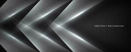 3D black white techno abstract background overlap layer on dark space with cutout effect decoration. Modern graphic design element polygonal style concept for banner, flyer, card, or brochure cover vector