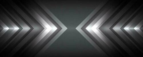 3D black techno abstract background overlap layer on dark space with glowing arrows effect decoration. Modern graphic design element motion style concept for banner, flyer, card, or brochure cover vector