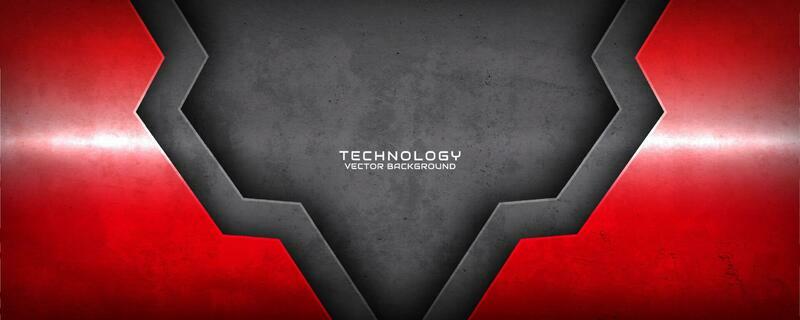 3D red black techno abstract background overlap layer on dark space with rough grunge texture effect. Modern graphic design element cutout style concept for banner, flyer, card, or brochure cover