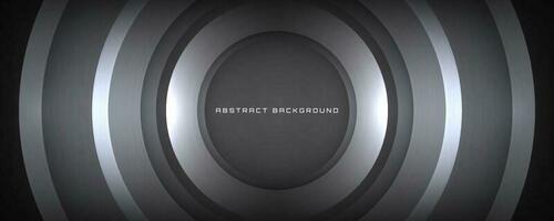 3D black white techno abstract background overlap layer on dark space with glowing circles decoration. Modern graphic design element cutout style concept for banner, flyer, card, or brochure cover vector
