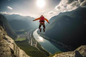 Skydiving with light exposure ai generate photo