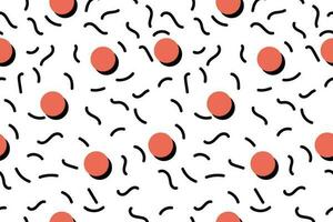 Retro 80's - 90's memphis seamless mamphis pattern with red and black dots on white background. vector