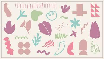 Set of beauty hand drawn various shapes and doodle objects. Abstract modern trendy vector