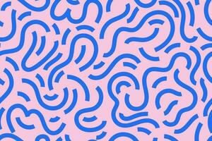 Retro 80's - 90's memphis seamless pattern with wavy lines on a pink background. vector