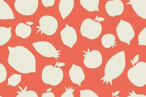 Abstract seamless pattern with fruits, apples and pomegranates. Vector illustration.