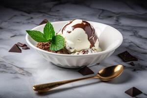 A bowl of ice cream ai generate photo