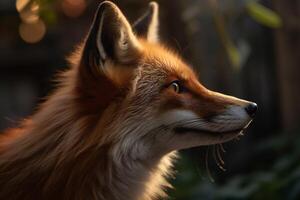 Portrait red fox on the forest ai generate photo