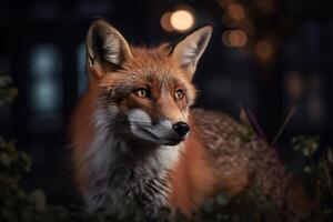 Portrait red fox on the forest ai generate photo
