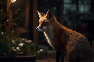 Portrait red fox on the forest ai generate photo