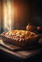 Delicious fruit pie on the table ai generate photo