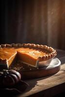 Delicious fruit pie on the table ai generate photo
