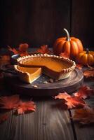 Delicious fruit pie on the table ai generate photo