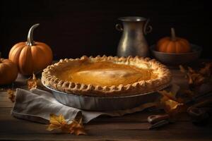 Delicious fruit pie on the table ai generate photo