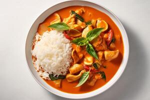Rice with chicken soup ai generate photo