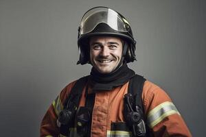 Portrait fireman smiling confident ai generate photo