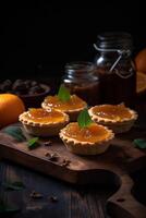 orange pie on the table ai generate photo
