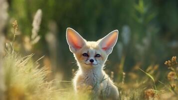 Portrait fox on the forest with light exposure ai generate photo