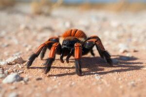 Portrait tarantula on the stone and ground ai generate photo