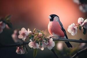 Portrait bird on the branch ai generate photo