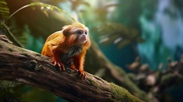 Portrait primates on the forest ai generate photo