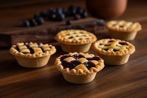 Delicious berry pie on the table ai generate photo