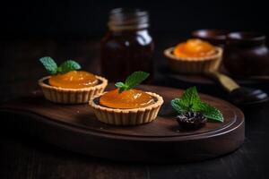 orange pie on the table ai generate photo
