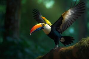 Portrait Toucan bird on the forest ai generate photo