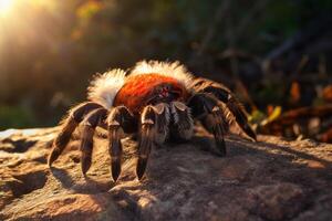 Portrait tarantula on the stone and ground ai generate photo