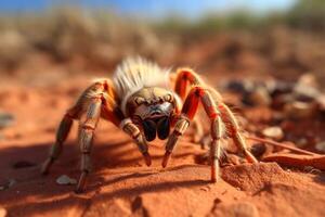 Portrait tarantula on the stone and ground ai generate photo