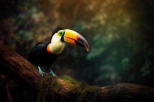 Portrait Toucan bird on the forest ai generate photo